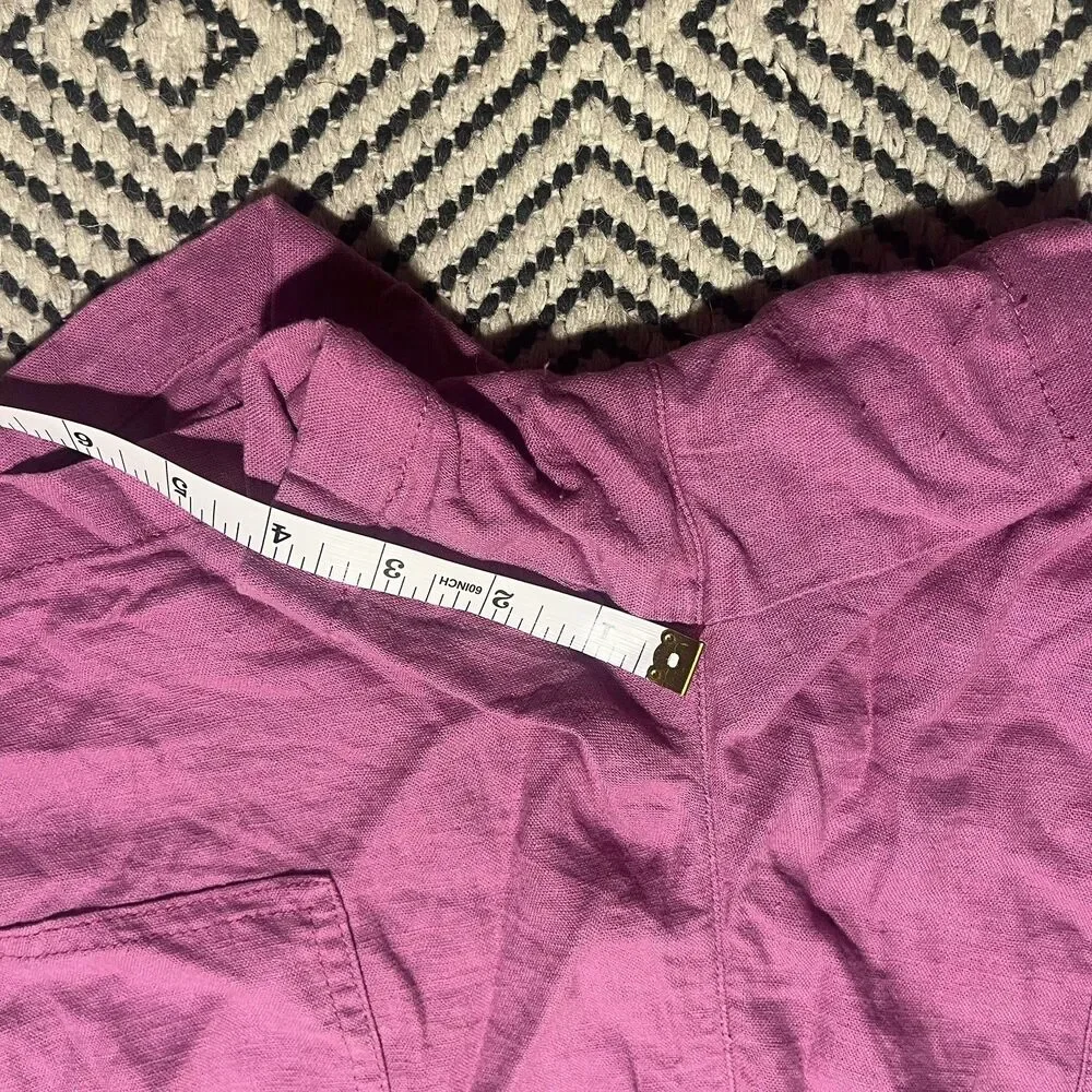 J Crew Pull On Linen Blend Shorts Womens L Hot Pink 4” Lightweight Summer
